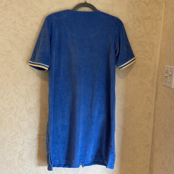 Stan Herman Blue Soft Microfiber Zippered Short Sleeve Lounge Robe Size Petite S - Picture 5 of 7